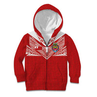 Custom Tonga Rugby Kid Hoodie Ngatu Motifs and Pacific Patterns