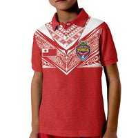 Custom Tonga Rugby Kid Polo Shirt Ngatu Motifs and Pacific Patterns LT03 Kid Red - Polynesian Pride