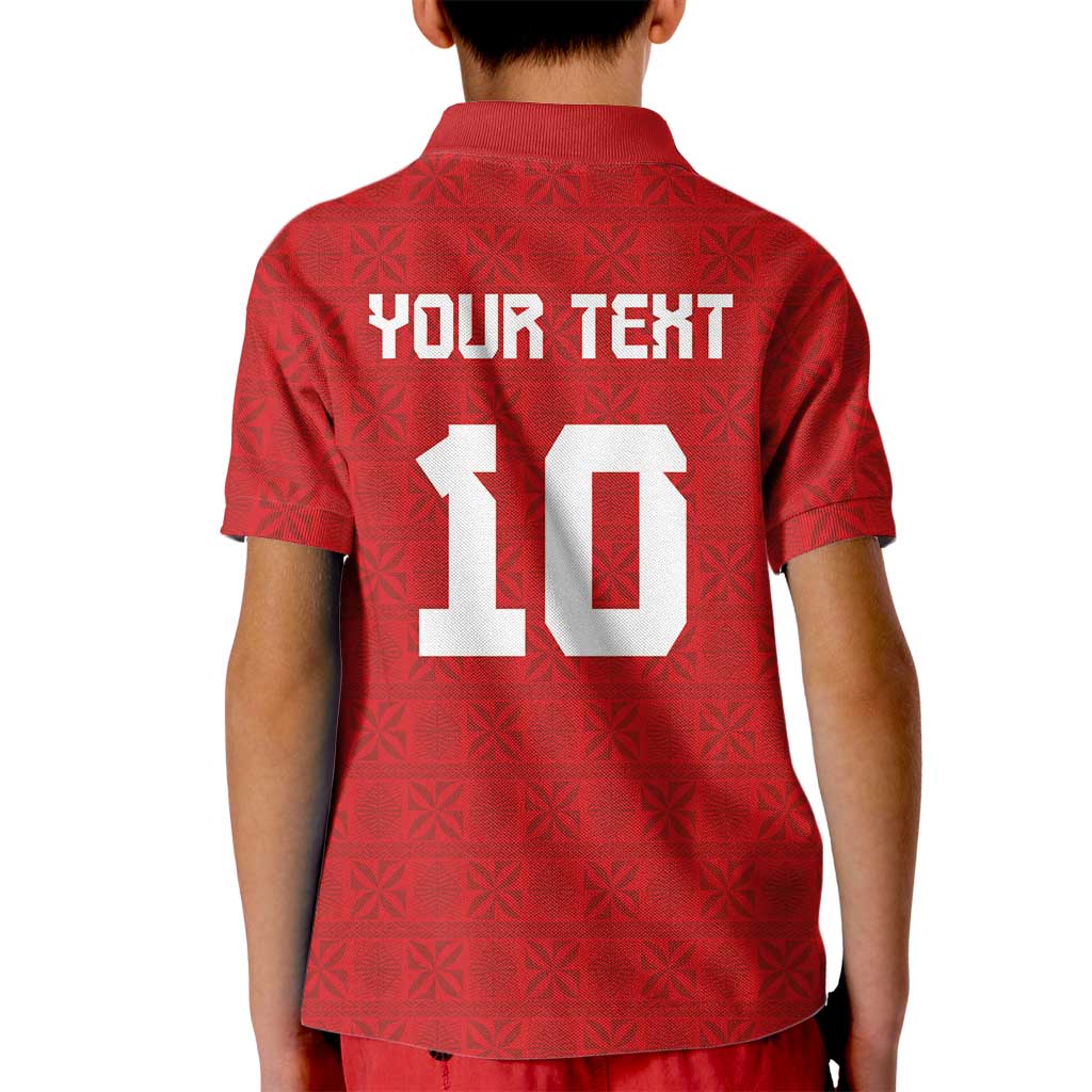 Custom Tonga Rugby Kid Polo Shirt Ngatu Motifs and Pacific Patterns LT03 - Polynesian Pride