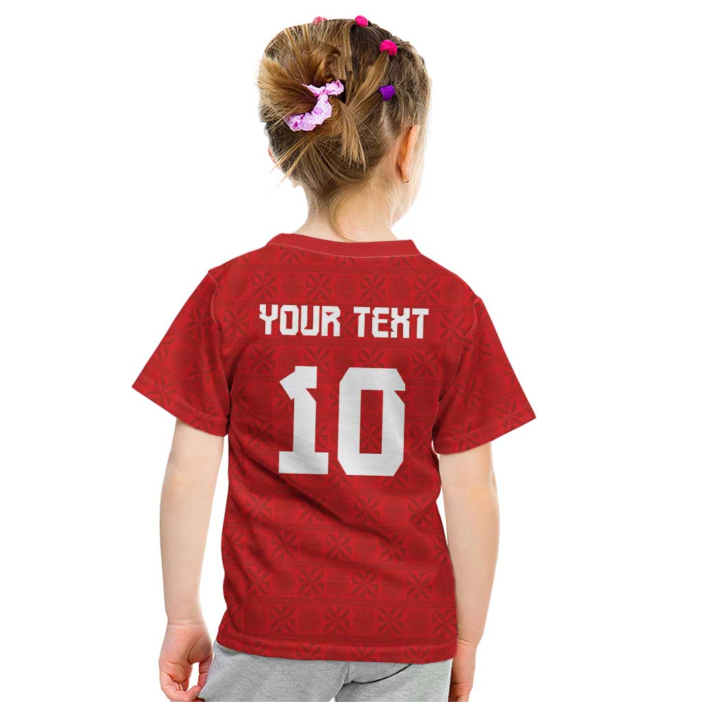 Custom Tonga Rugby Kid T Shirt Ngatu Motifs and Pacific Patterns LT03 - Polynesian Pride