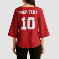 Custom Tonga Rugby Kimono Sleeve Blouse Ngatu Motifs and Pacific Patterns LT03 - Polynesian Pride