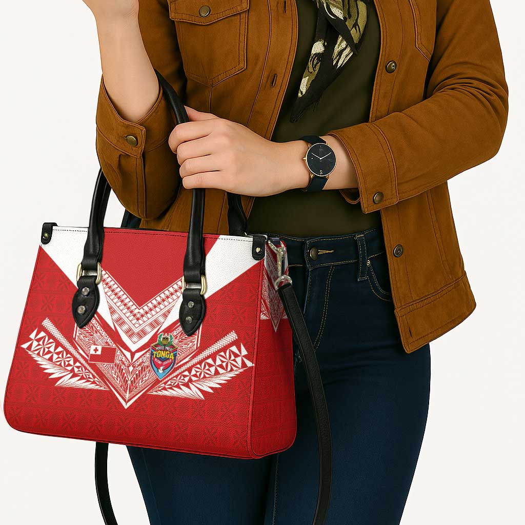 Tonga Rugby Leather Bag Ngatu Motifs and Pacific Patterns LT03 - Polynesian Pride