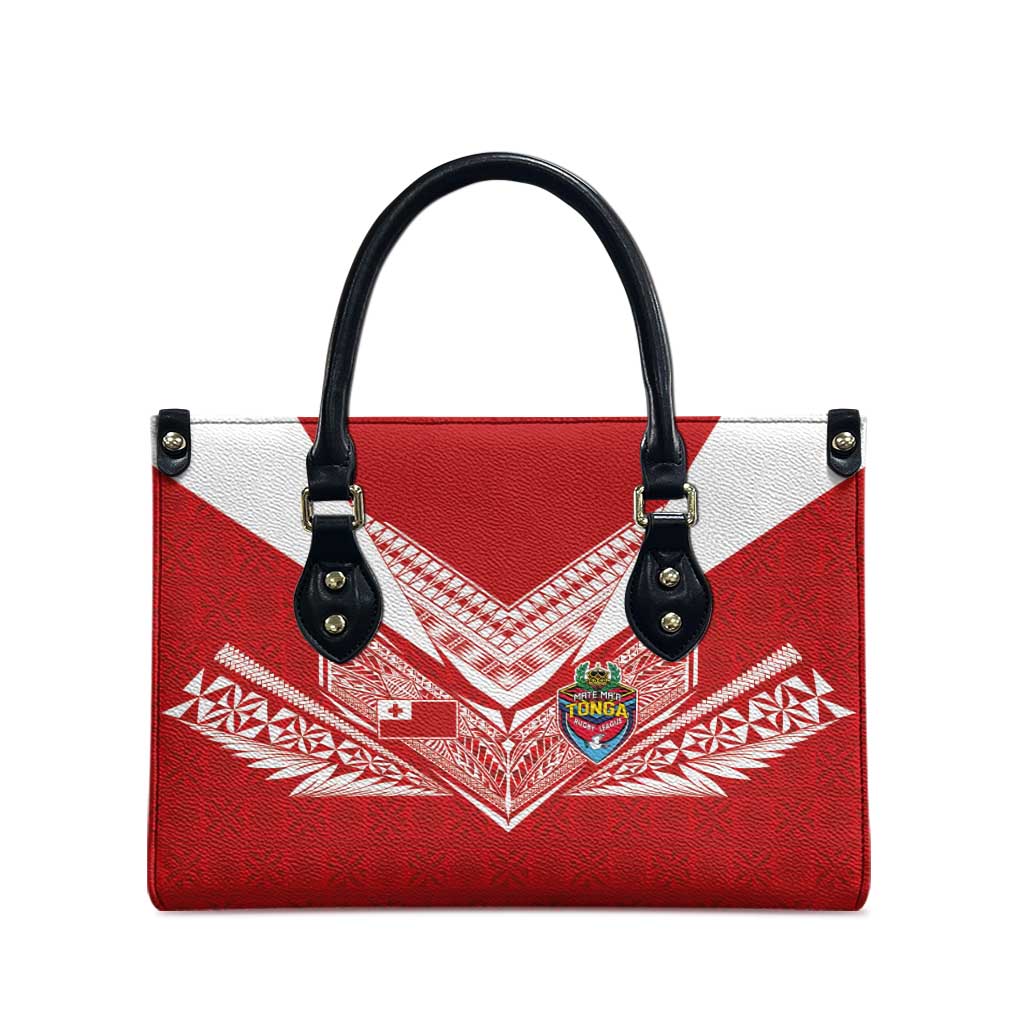 Tonga Rugby Leather Bag Ngatu Motifs and Pacific Patterns LT03 - Polynesian Pride