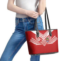 Tonga Rugby Leather Tote Bag Ngatu Motifs and Pacific Patterns LT03 - Polynesian Pride