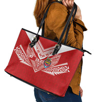 Tonga Rugby Leather Tote Bag Ngatu Motifs and Pacific Patterns LT03 - Polynesian Pride