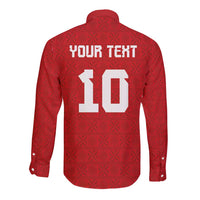 Custom Tonga Rugby Long Sleeve Button Shirt Ngatu Motifs and Pacific Patterns LT03 - Polynesian Pride