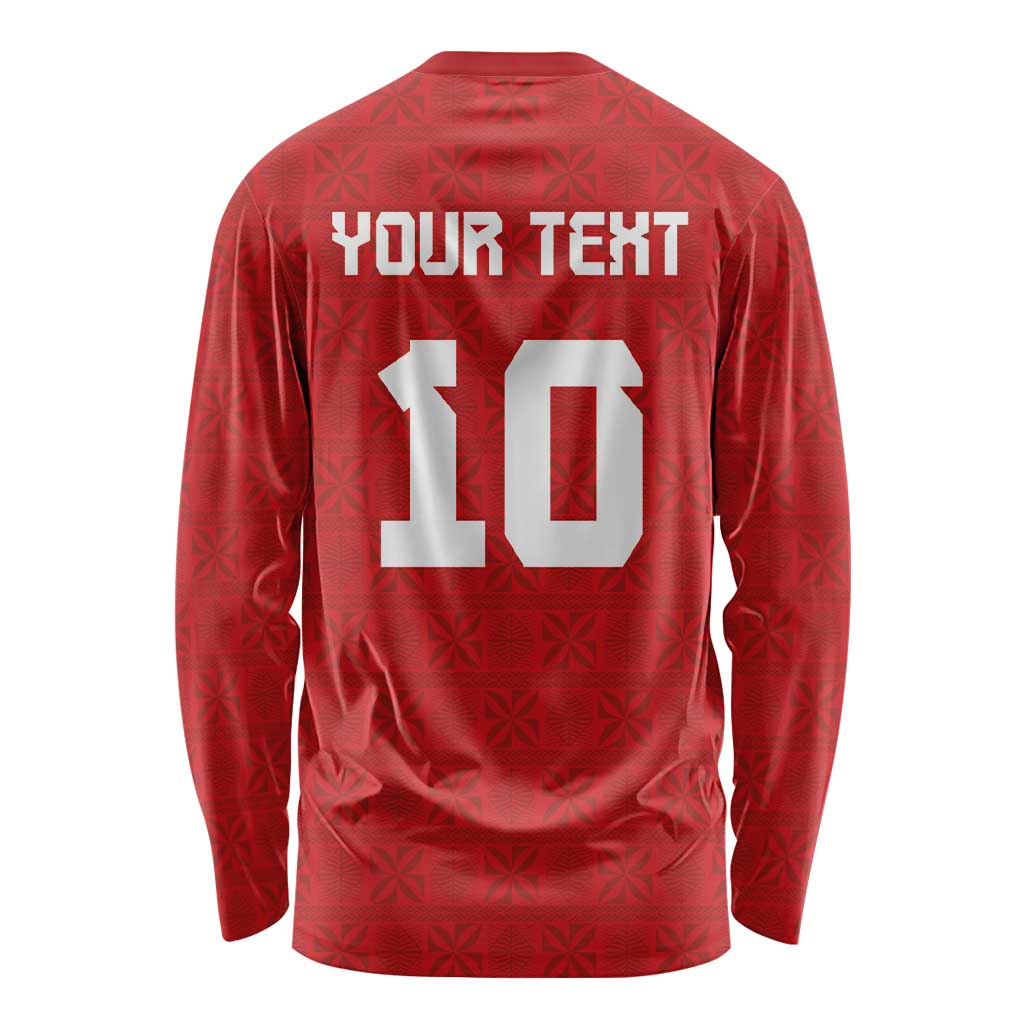 Custom Tonga Rugby Long Sleeve Shirt Ngatu Motifs and Pacific Patterns LT03 - Polynesian Pride