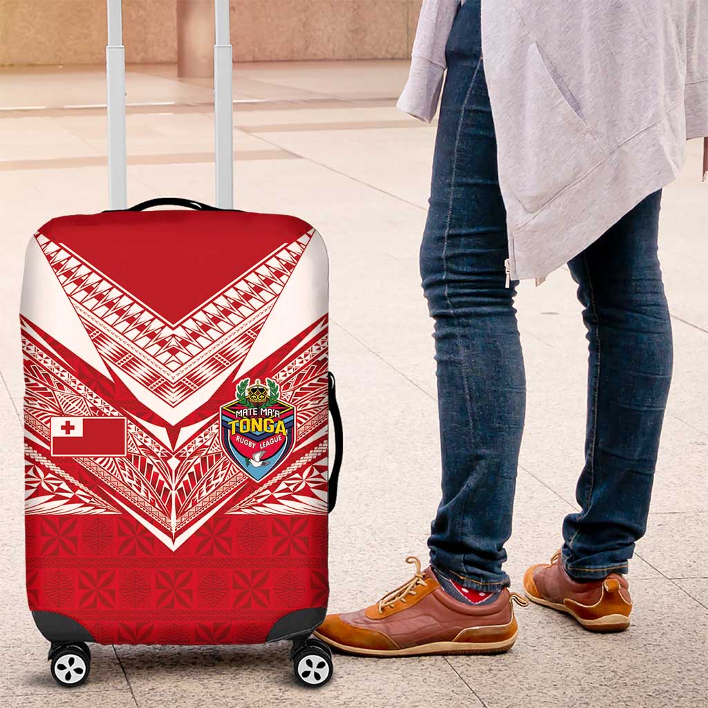 Tonga Rugby Luggage Cover Ngatu Motifs and Pacific Patterns LT03 Red - Polynesian Pride