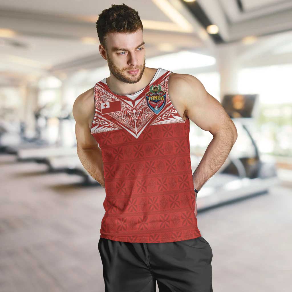 Custom Tonga Rugby Men Tank Top Ngatu Motifs and Pacific Patterns LT03 Red - Polynesian Pride