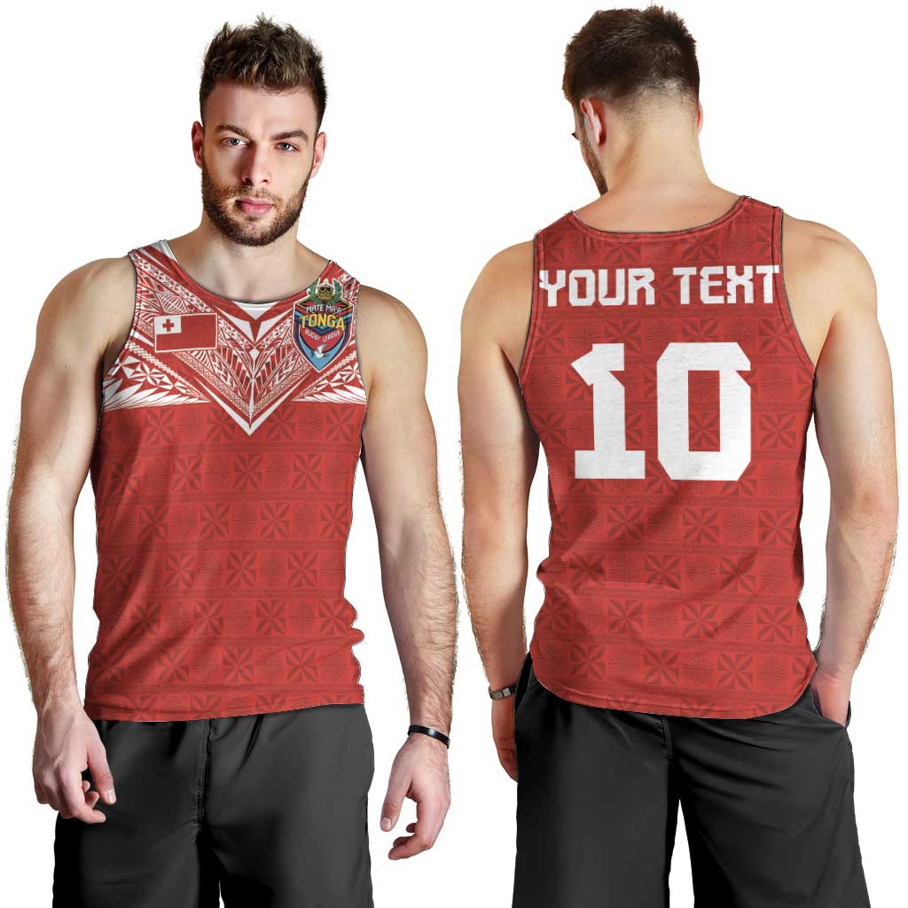 Custom Tonga Rugby Men Tank Top Ngatu Motifs and Pacific Patterns LT03 - Polynesian Pride