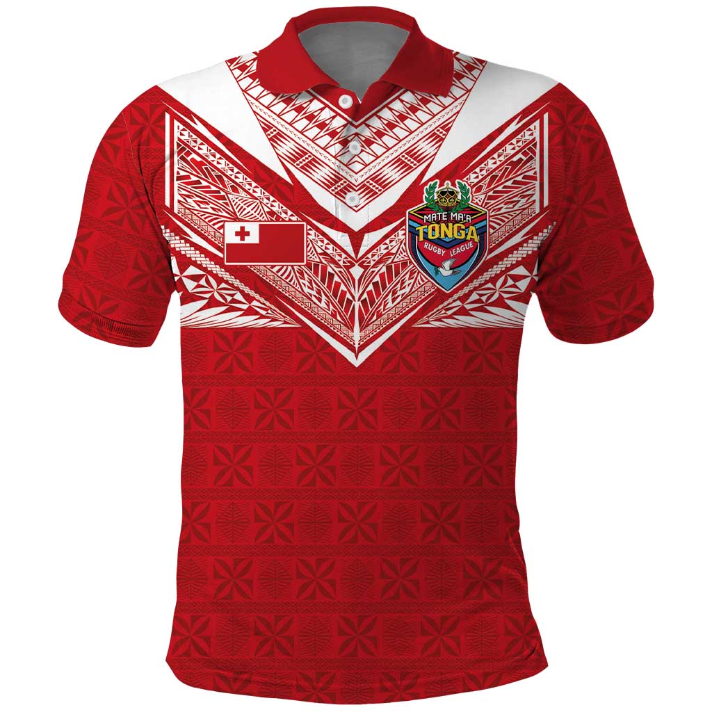 Custom Tonga Rugby Polo Shirt Ngatu Motifs and Pacific Patterns LT03 Red - Polynesian Pride
