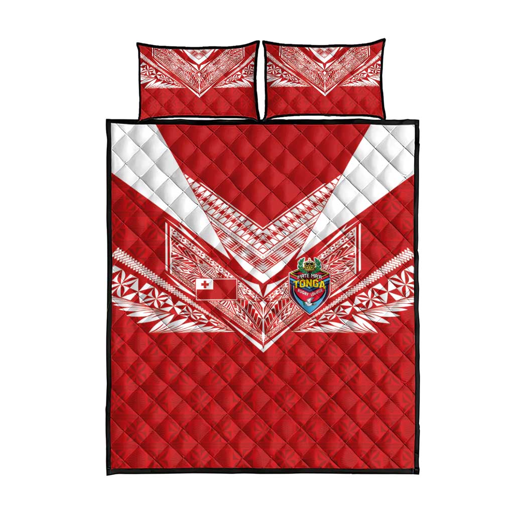 Tonga Rugby Quilt Bed Set Ngatu Motifs and Pacific Patterns LT03 - Polynesian Pride
