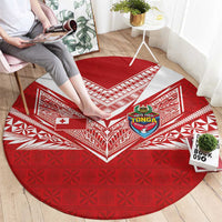 Tonga Rugby Round Carpet Ngatu Motifs and Pacific Patterns LT03 - Polynesian Pride