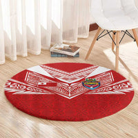Tonga Rugby Round Carpet Ngatu Motifs and Pacific Patterns LT03 - Polynesian Pride