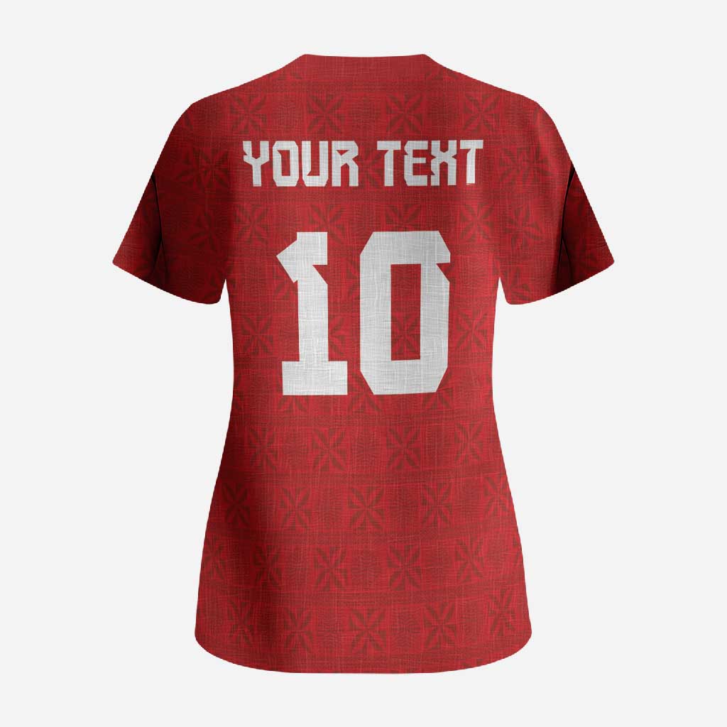 Custom Tonga Rugby Scrub Top Ngatu Motifs and Pacific Patterns LT03 - Polynesian Pride