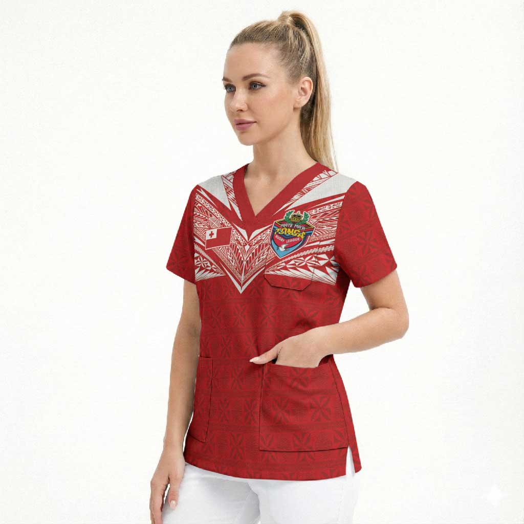 Custom Tonga Rugby Scrub Top Ngatu Motifs and Pacific Patterns LT03 - Polynesian Pride