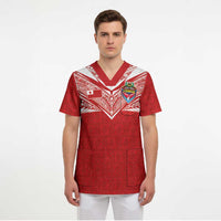 Custom Tonga Rugby Scrub Top Ngatu Motifs and Pacific Patterns LT03 - Polynesian Pride