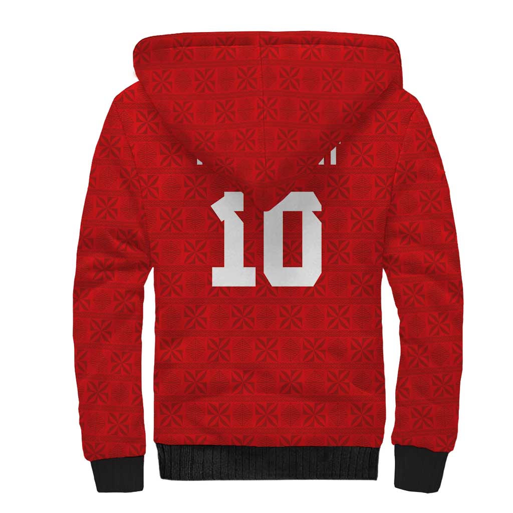 Custom Tonga Rugby Sherpa Hoodie Ngatu Motifs and Pacific Patterns LT03 - Polynesian Pride