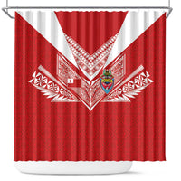 Tonga Rugby Shower Curtain Ngatu Motifs and Pacific Patterns LT03 Red - Polynesian Pride