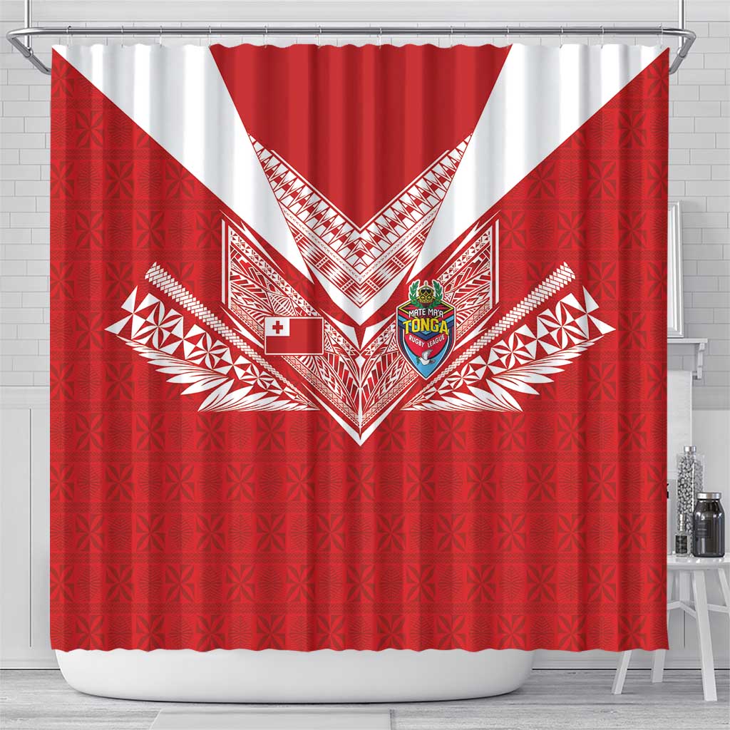 Tonga Rugby Shower Curtain Ngatu Motifs and Pacific Patterns LT03 - Polynesian Pride