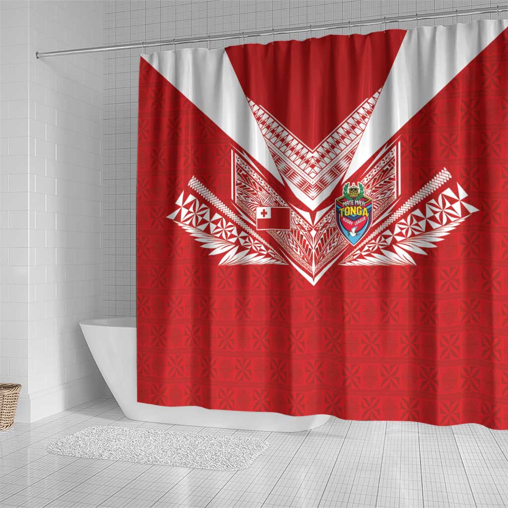 Tonga Rugby Shower Curtain Ngatu Motifs and Pacific Patterns LT03 - Polynesian Pride