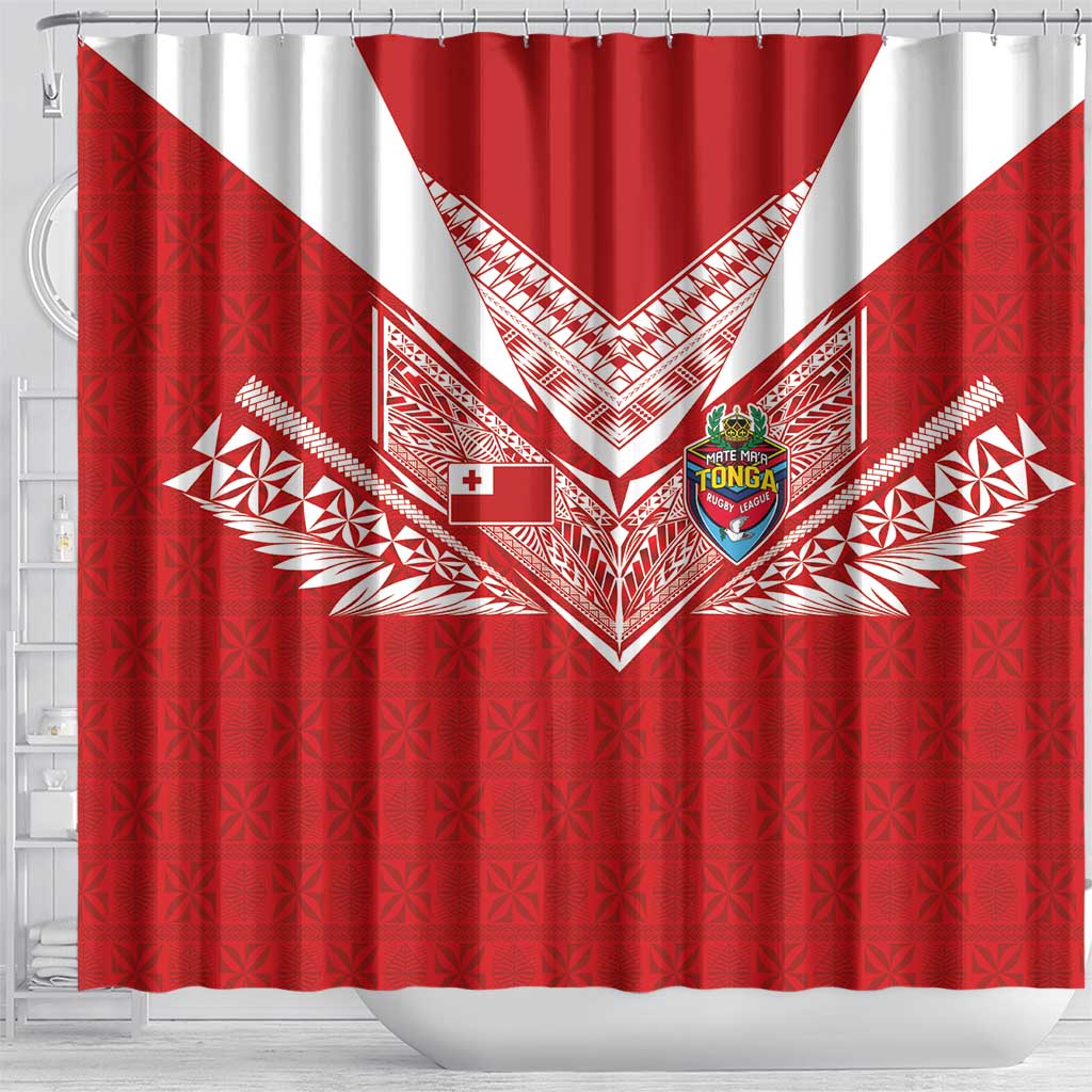 Tonga Rugby Shower Curtain Ngatu Motifs and Pacific Patterns LT03 - Polynesian Pride