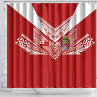 Tonga Rugby Shower Curtain Ngatu Motifs and Pacific Patterns LT03 - Polynesian Pride
