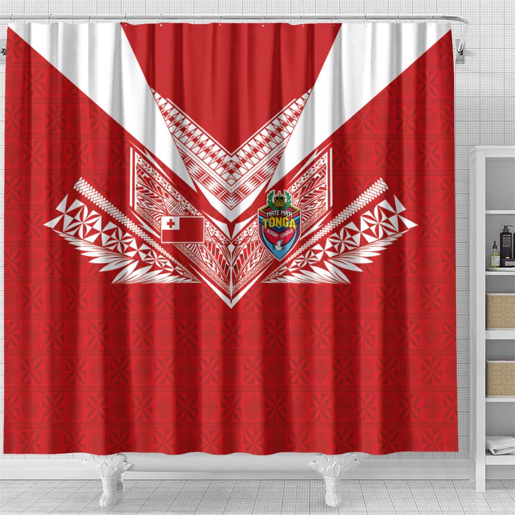 Tonga Rugby Shower Curtain Ngatu Motifs and Pacific Patterns LT03 - Polynesian Pride