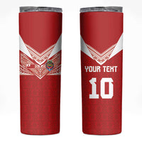 Custom Tonga Rugby Skinny Tumbler Ngatu Motifs and Pacific Patterns LT03 Red - Polynesian Pride