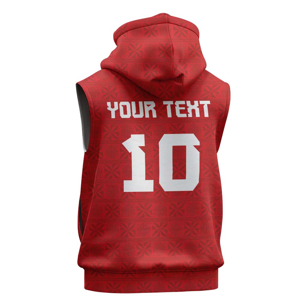 Custom Tonga Rugby Sleeveless Zip Hoodie Ngatu Motifs and Pacific Patterns LT03 - Polynesian Pride