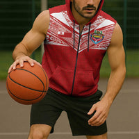 Custom Tonga Rugby Sleeveless Zip Hoodie Ngatu Motifs and Pacific Patterns LT03 - Polynesian Pride