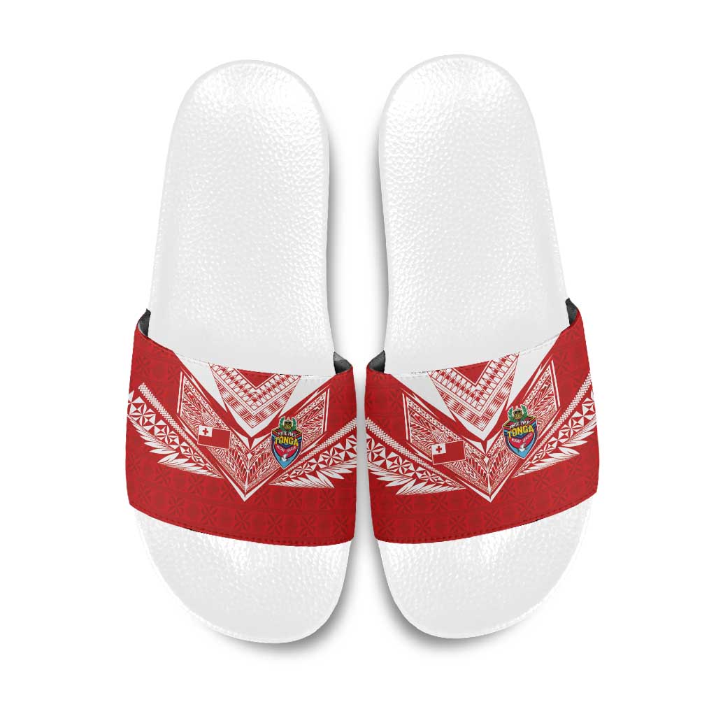 Tonga Rugby Slide Sandals Ngatu Motifs and Pacific Patterns LT03 Red - Polynesian Pride