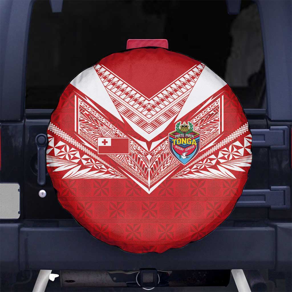 Tonga Rugby Spare Tire Cover Ngatu Motifs and Pacific Patterns LT03 No hole Red - Polynesian Pride