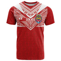 Custom Tonga Rugby T Shirt Ngatu Motifs and Pacific Patterns LT03 Red - Polynesian Pride