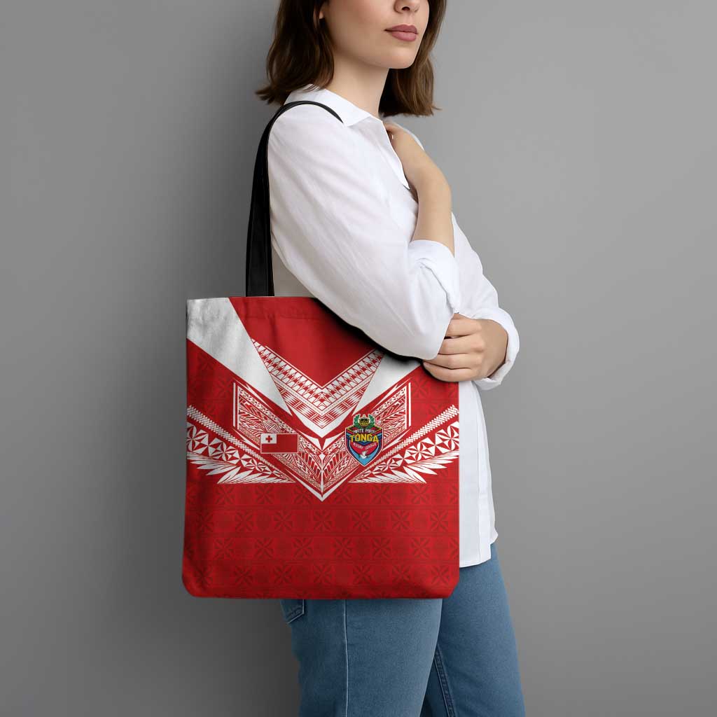 Tonga Rugby Tote Bag Ngatu Motifs and Pacific Patterns LT03 - Polynesian Pride