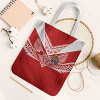 Tonga Rugby Tote Bag Ngatu Motifs and Pacific Patterns LT03 White Strap One Size Red - Polynesian Pride