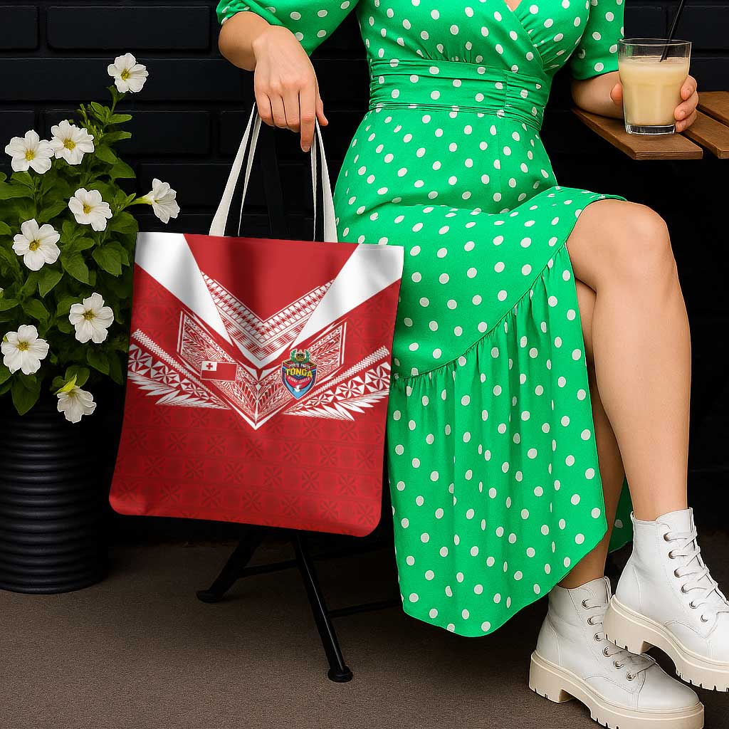 Tonga Rugby Tote Bag Ngatu Motifs and Pacific Patterns LT03 - Polynesian Pride
