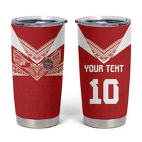 Custom Tonga Rugby Tumbler Cup Ngatu Motifs and Pacific Patterns LT03 Red - Polynesian Pride