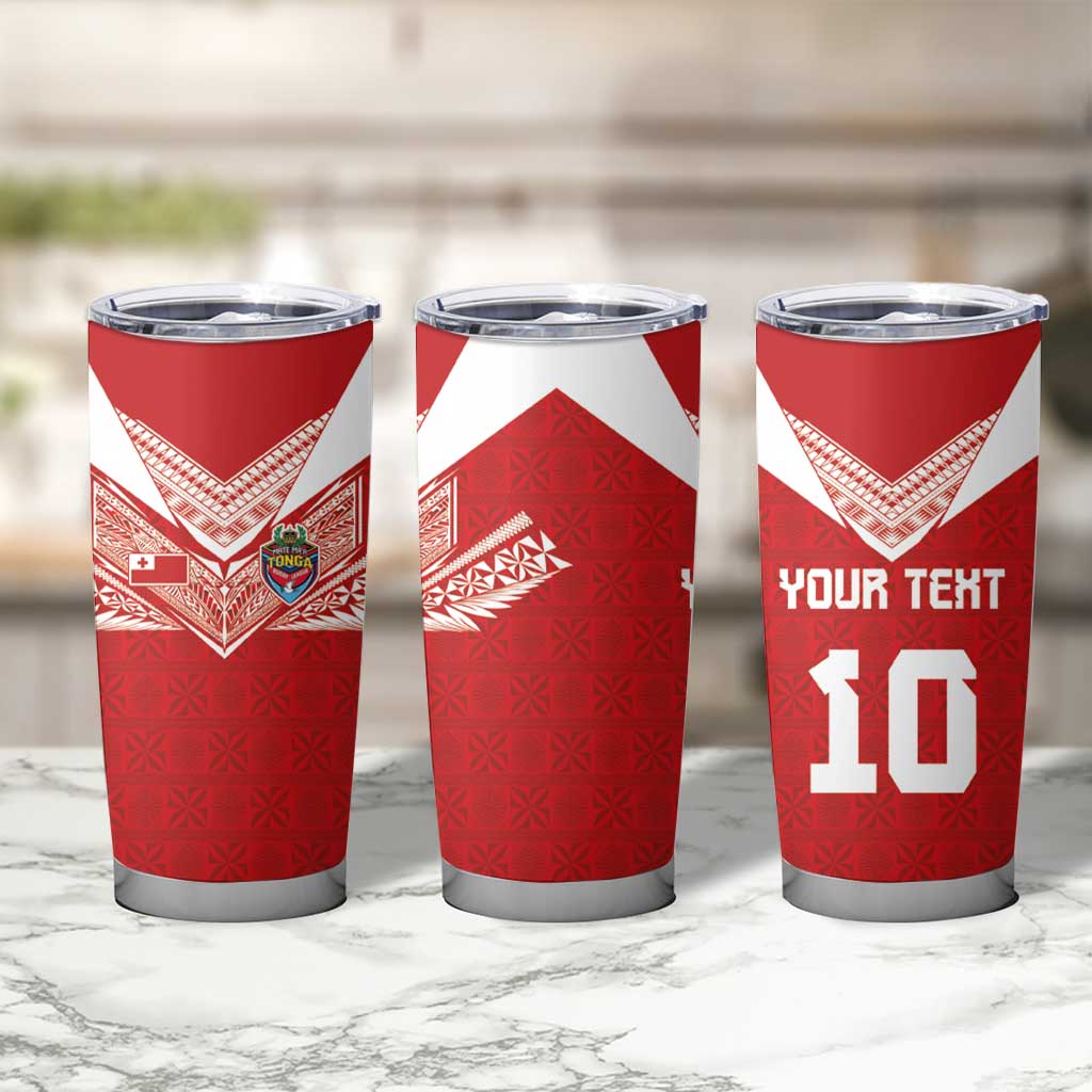 Custom Tonga Rugby Tumbler Cup Ngatu Motifs and Pacific Patterns LT03 - Polynesian Pride
