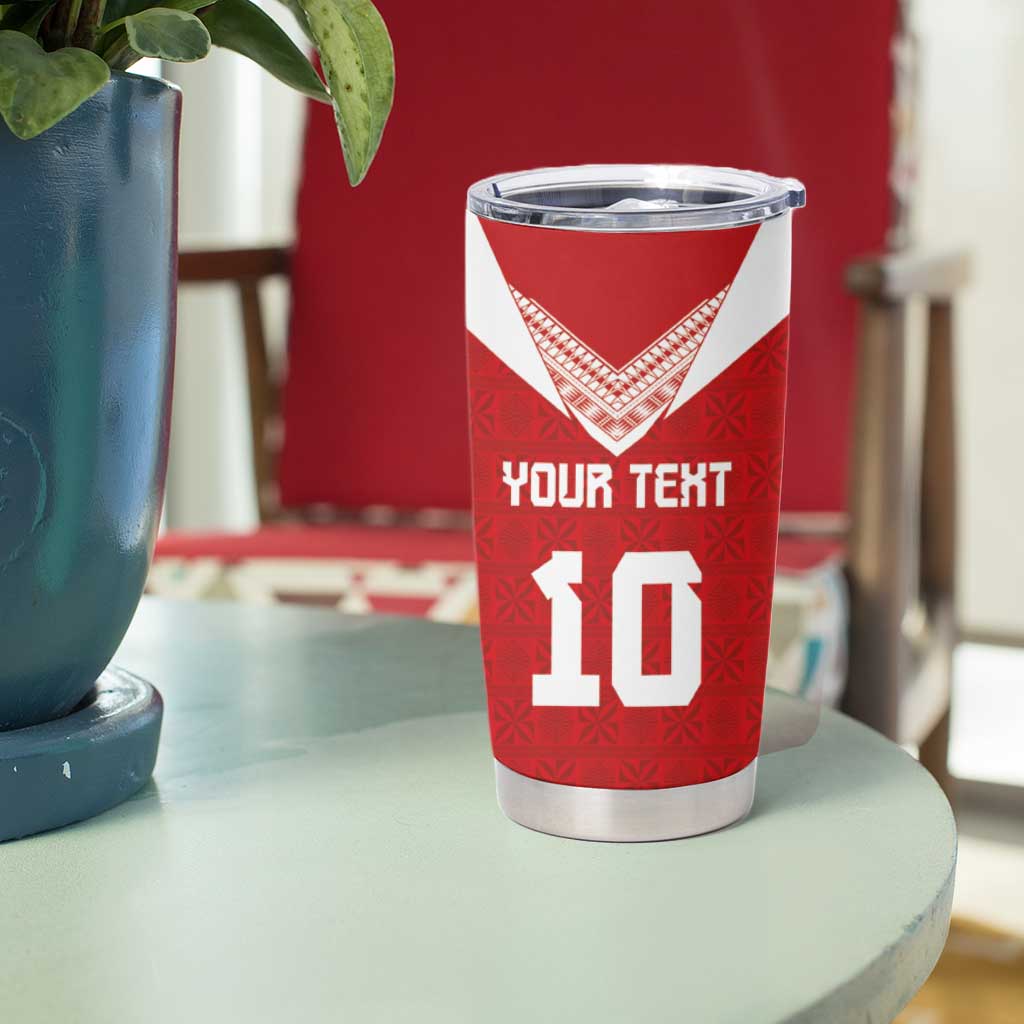 Custom Tonga Rugby Tumbler Cup Ngatu Motifs and Pacific Patterns LT03 - Polynesian Pride