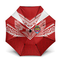 Tonga Rugby Umbrella Ngatu Motifs and Pacific Patterns LT03 One Size Folded 11.42 inch Opened Diameter 37.4 inch Red - Polynesian Pride