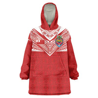 Custom Tonga Rugby Wearable Blanket Hoodie Ngatu Motifs and Pacific Patterns LT03 One Size Red - Polynesian Pride