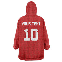 Custom Tonga Rugby Wearable Blanket Hoodie Ngatu Motifs and Pacific Patterns LT03 - Polynesian Pride