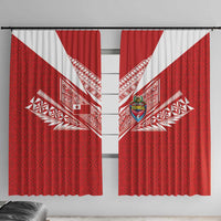Tonga Rugby Window Curtain Ngatu Motifs and Pacific Patterns LT03 With Hooks Red - Polynesian Pride