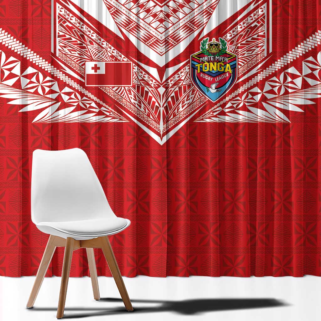 Tonga Rugby Window Curtain Ngatu Motifs and Pacific Patterns LT03 - Polynesian Pride