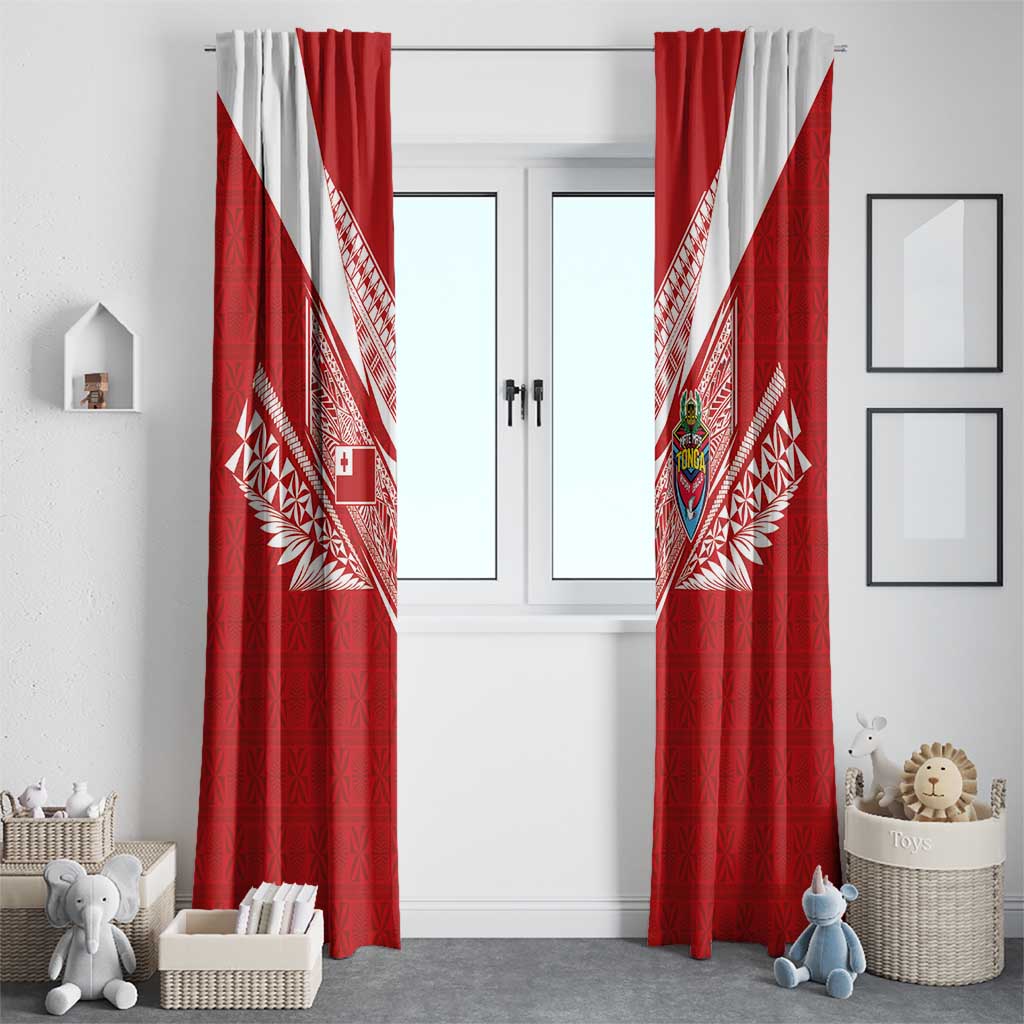 Tonga Rugby Window Curtain Ngatu Motifs and Pacific Patterns LT03 - Polynesian Pride