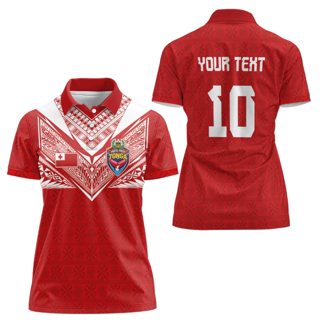 Custom Tonga Rugby Women Polo Shirt Ngatu Motifs and Pacific Patterns LT03 - Polynesian Pride