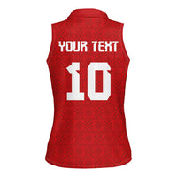 Custom Tonga Rugby Women Sleeveless Polo Shirt Ngatu Motifs and Pacific Patterns LT03 - Polynesian Pride
