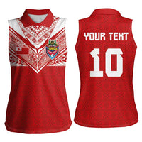 Custom Tonga Rugby Women Sleeveless Polo Shirt Ngatu Motifs and Pacific Patterns LT03 - Polynesian Pride