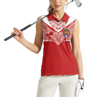 Custom Tonga Rugby Women Sleeveless Polo Shirt Ngatu Motifs and Pacific Patterns LT03 - Polynesian Pride